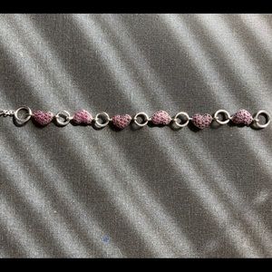 925 Sterling Silver Red Heart Bracelet